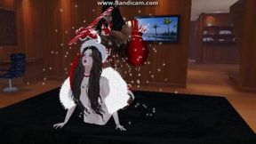 FRENCH SLUT WITH SANTA OUTFIT TAKING AFRO BBC FROM BEHIND - IMVU