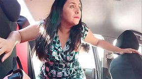 Stepson fucks his stepmom in the back seat of the car.