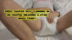 ABDL Diaper Boy Cumming  In His Diaper Wearing a Star Wars Tshirt