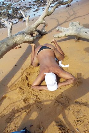 Ladysilva on the Beach Tanning Her Ass in Panties