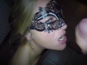 Dutch masked blonde facial cumshots and cum in eye compilation lots of sperm and more to cum