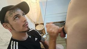 leo bulgari takes two explosive face loads - from the stud and the cameraman!