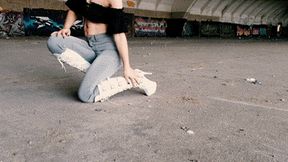 Walking and Teasing in my White Boots (WMV)