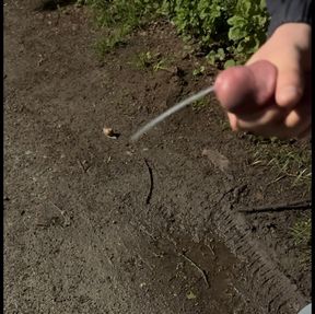 Public Cumshot 💦 Young Big Cock Jerks Off