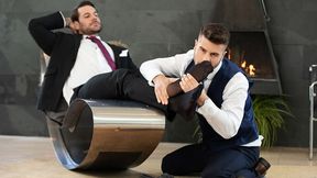 Suited Sexpot Papi Kocic Takes Allen King Hard from Behind