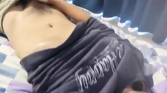 French twink strokes his big cock in solo homemade video