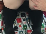 Sexy  Teen Milf Gives Foot Job in Yoga Pants, Spreads Ass and Pussy