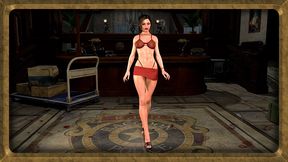 Wiry hot Claire Redfield in sexy red lingerie shows off her delightful body