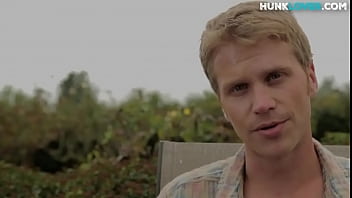 Muscular blond jock tugging in solo action for jizz shoot