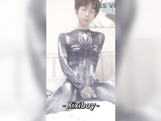 Hawt homosexual teen masturbates like Spider-Chap