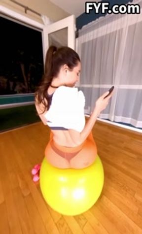 Lana Rhoades doing her bouncy thing on the ball