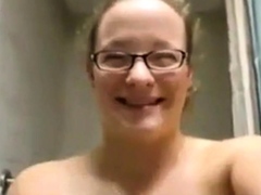 Nerdy teen exhibits herself and mastubates