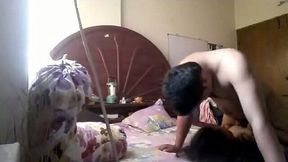 After sucking hubby's cock Desi wife gets fucked missionary