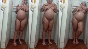 pamelapantera - com touca azul tomando banho 😋 toda pelada exibindo barriga linda de gravida