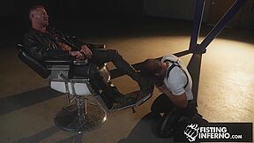 Hairy Man Barber Bred By Leather Stepdad - Tryp Bates, Greg Dixxon