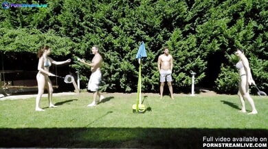 Samantha Sainz, Antonia Sainz and Damaris X heat up an outdoor swinger session with rough group sex