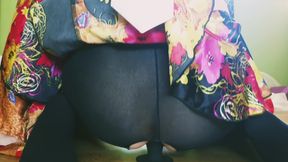 Anal masterbation with kimono&amp;pantyhose 2