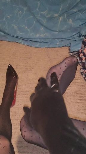 Teasing My Pattern Black Pantyhose