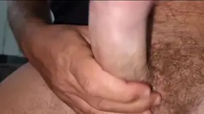 Exhibitionist white boy shows off big cock and gives hand job with huge cum shot