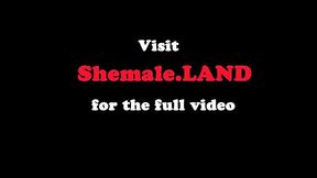 Bikini trans tugging cock after stripping