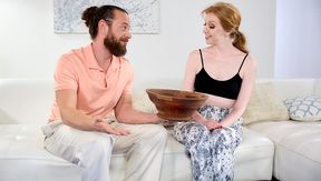 NURU MASSAGE - Hung Brad Newman Bangs His Hot Redhead Wife Doggystyle While Trying A New Investment