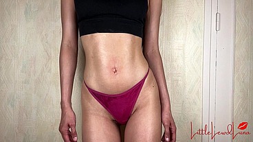Bellybutton Play with Skinny Asian Teen - Oily Flat Belly Tease - Navel Fetish Play