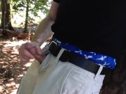 Wanking in the woods, busting a nut by a tree at the park. Tjenner