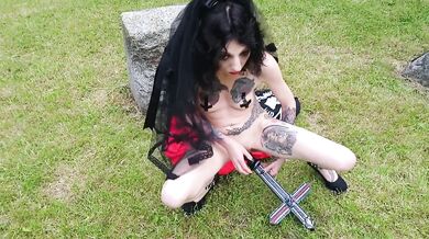 Her satanic pussy gapes while her filthy ass clenches tight on Lucifer’s whore toys