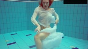 Redhead Diana Hot And Horny In A White Dress