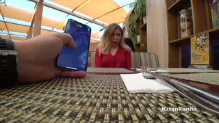 Girl got an orgasm in a restaurant! Public Cumshot! Lovense