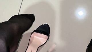 Try on Black Heel Sandal