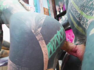 Tattoo apprentice and her customer get ANAL banged during TATTOO session