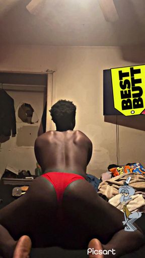 Twerking In My Red Undies While I Feeling All On My Body And Playing With My Big Black Cock
