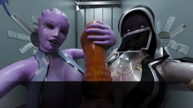 Two nurses worship a goblin's monster cock in public threesome