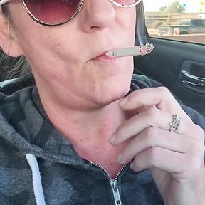 Naughty American MILF Masturbates at the Gas Station