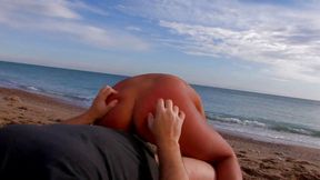 Sandy beach sex with nice anal whore