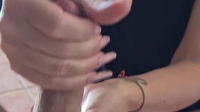 Wife jerking dick proudly