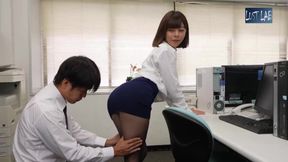 Office Temptation. Black Stockings Worker Teases with Sheer Lines, Close Touch Turns Into a Private Heated Moment. - Part1