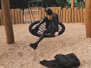 Latex ladyboy trans tgirl public floozy Roksi