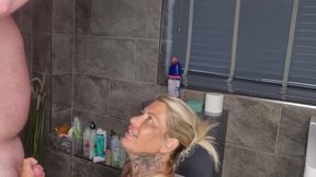 Bathroom BJ &amp; Cum Swallow