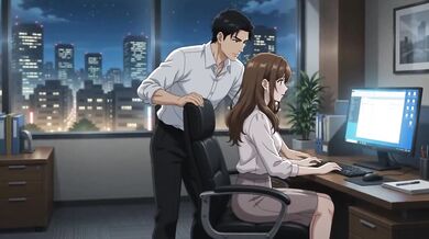 Late Night Office Fantasy Ruined By Futanari Gangbang