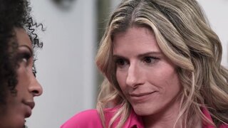 Cory Chase adds whipped cream to Olivia Jay's chocolate pie