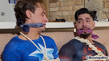 Mike Bebecito and Matheuz Henk tied up and gagged together and start fucking until cum in each other&#039_s mouth | Behind the Scenes