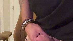 Hitting anal dildo hard while masturbating with a big long cumshot