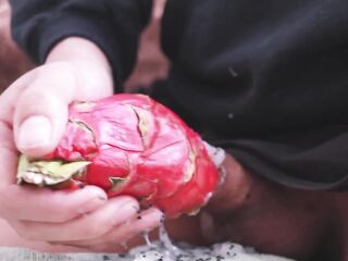 I was so sexually excited I used a dragon fruit to wank and then took a long piss