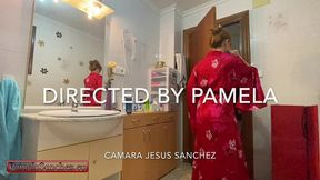 bts pamela sanchez in toilet seduces her roommates boyfriend to fuck hard in the bathroom by a big cock. swinger wife takes a young cock while her husband watches and records.