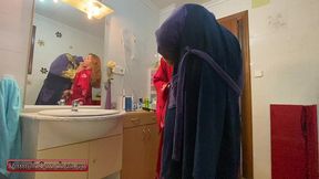 bts pamela sanchez in toilet seduces her roommates boyfriend to fuck hard in the bathroom by a big cock. swinger wife takes a young cock while her husband watches and records.