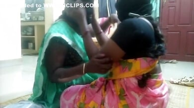 Two Indian housewives share an intimate lingerie moment on webcam