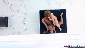 Big tits black Lily Starfire and busty latin Skylar Snow shake their big wet boobs and asses.The lesbian latina pussy licked and facesits the ebony