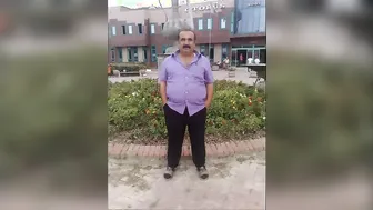 Turkish daddy bear strokes his thick cock and heavy balls